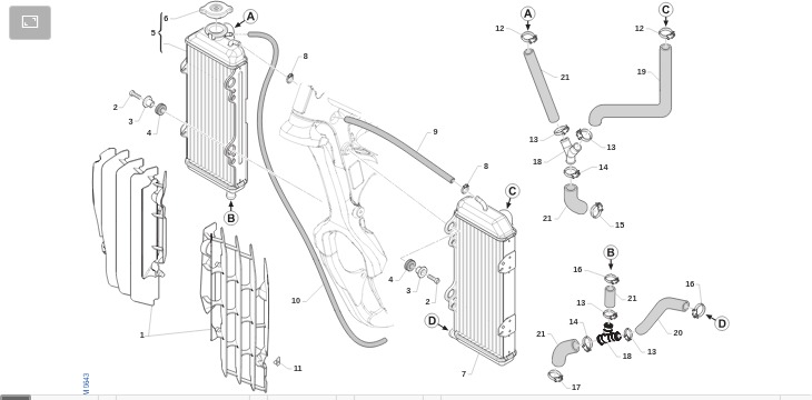 Pièces d'origine pour TM RACING 450 450 4T 450 Fi MX 2025 - Radiateurs et refroidissement moteur
