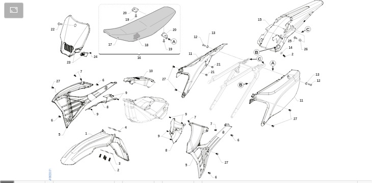 Pièces d'origine pour TM RACING 450 450 4T 450 Fi MX 2025 - Carénages, plastiques et selle