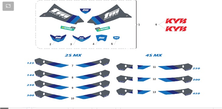 Pièces d'origine pour TM RACING 450 450 4T 450 Fi MX 2025 - Kit adhésifs MX