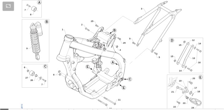 Pièces d'origine pour TM RACING 85 85 2T 85 MX JUNIOR 2023 - Cadre et partie-cycle