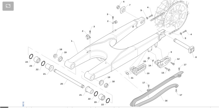 Pièces d'origine pour TM RACING 85 85 2T 85 MX JUNIOR 2023 - Bras oscillant arrière