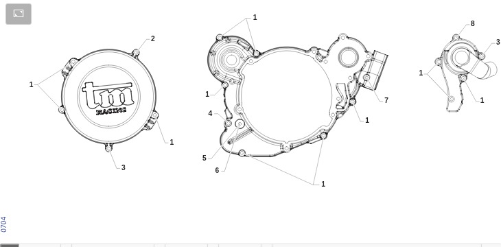 Pièces d'origine pour TM RACING 85 85 2T 85 MX SENIOR 2024 - Couvercles et vis