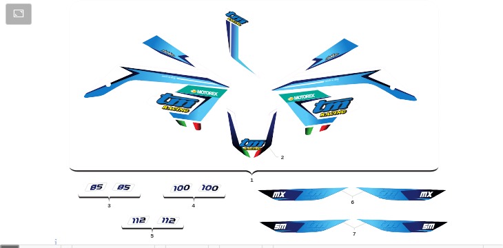 Pièces d'origine pour TM RACING 100 100 2T 100 MX JUNIOR 2023 - Kit autocollants