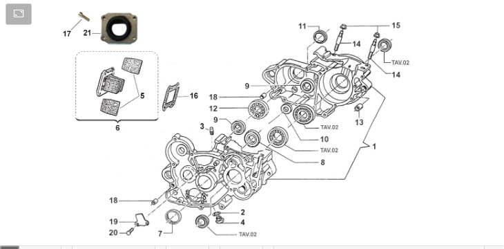 Pièces d'origine pour TM RACING 85 85 2T 85 SMX JUNIOR 2021 - Carter moteur et clapets