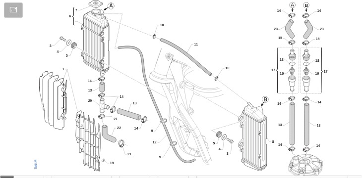 Pièces d'origine pour TM RACING 125 125 2T 125 Fi EN 2021 - Radiateurs et refroidissement moteur