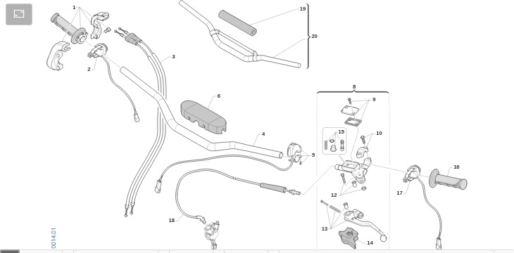 Pièces d'origine pour TM RACING 250 250 4T 250 Fi MX TWIN 2021 - Guidon et commandes