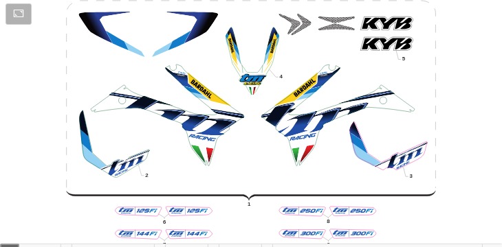 Pièces d'origine pour TM RACING 300 300 2T 300 Fi EN 2021 - Kit autocollants