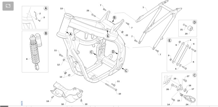 Pièces d'origine pour TM RACING 250 250 2T 250 MX 2021 - Cadre et partie-cycle