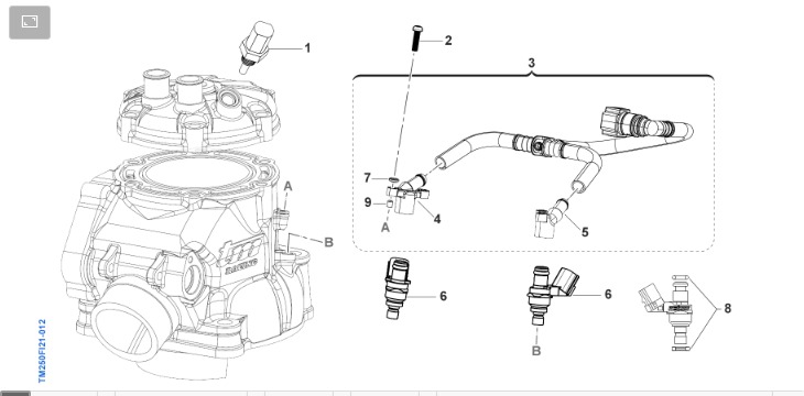 Pièces d'origine pour TM RACING 250 250 2T 250 Fi EN 2021 - Système d'injection moteur