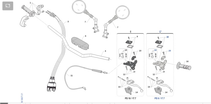 Pièces d'origine pour TM RACING 144 144 2T 144 FI EN 2023 - Guidon et commandes