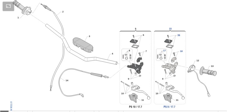 Pièces d'origine pour TM RACING 144 144 2T 144 MX 2023 - Guidon et commandes