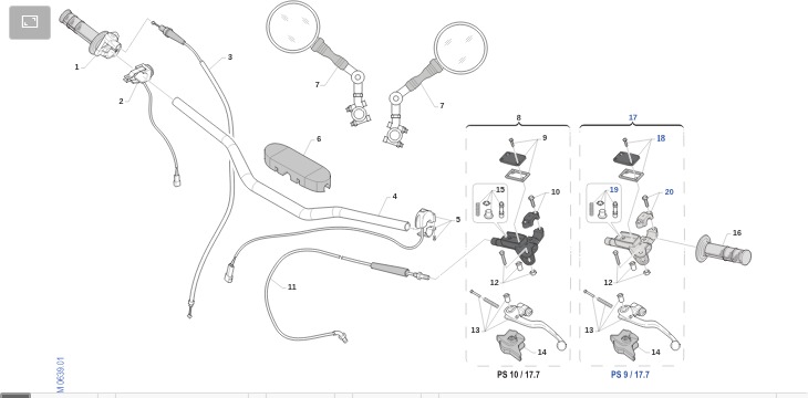Pièces d'origine pour TM RACING 250 250 2T 250 EN 2023 - Guidon et commandes
