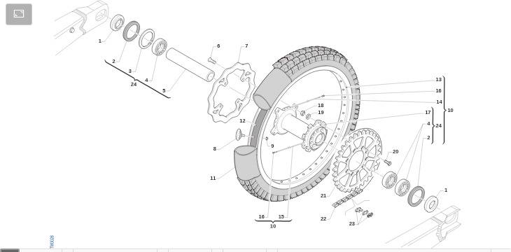 Pièces d'origine pour TM RACING 250 250 2T 250 MX 2023 - Roue arrière 19 x 2,15