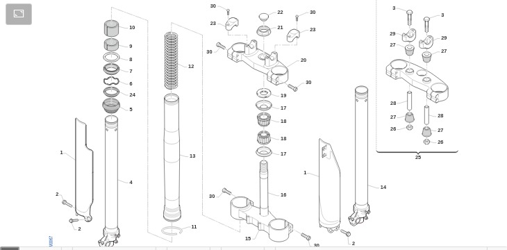 Pièces d'origine pour TM RACING 250 250 2T 250 ES MX 2019 - Fourche avant