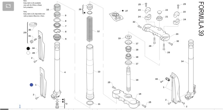 Pièces d'origine pour TM RACING 85 85 2T 85 MX JUNIOR 2022 - Fourche avant Formula
