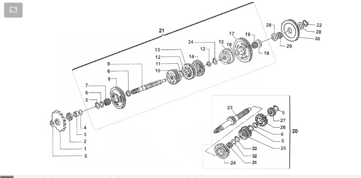 Pièces d'origine pour TM RACING 125 125 2T 125 EN 2017 - Boîte de vitesses