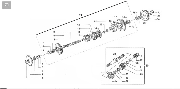 Pièces d'origine pour TM RACING 125 125 2T 125 MX 2017 - Boîte de vitesses MX