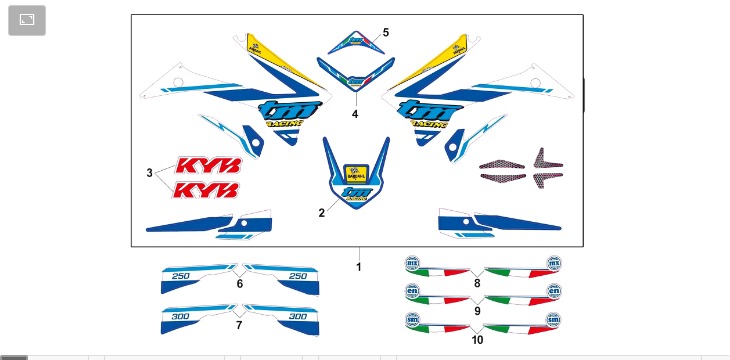Pièces d'origine pour TM RACING 250 250 2T 250 MX 2017 - Kit adhésifs et autocollants