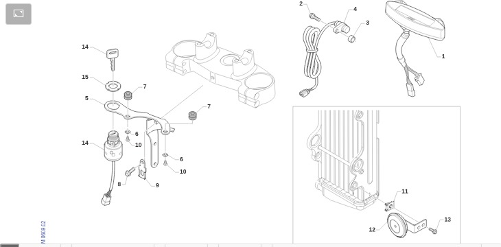 Pièces d'origine pour TM RACING 125 125 2T 125 Fi SMR 2022 - Tableau de bord et klaxon