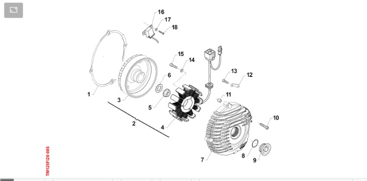 Pièces d'origine pour TM RACING 125 125 2T 125 FI EN 2022 - Système d'allumage et démarrage moteur