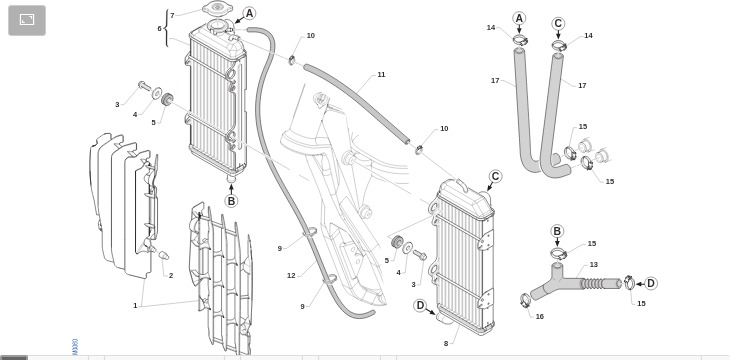 Pièces d'origine pour TM RACING 450 450 4T 450 Fi EN 2016 - Radiateurs