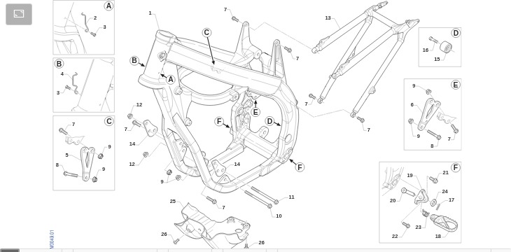 Pièces d'origine pour TM RACING 530 530 4T 530 Fi MX 2016 - Cadre et partie-cycle