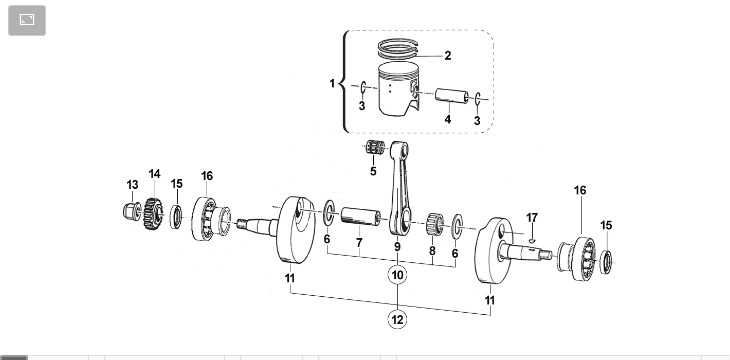 Pièces d'origine pour TM RACING 125 125 2T 125 MX 2022 - Vilebrequin et piston