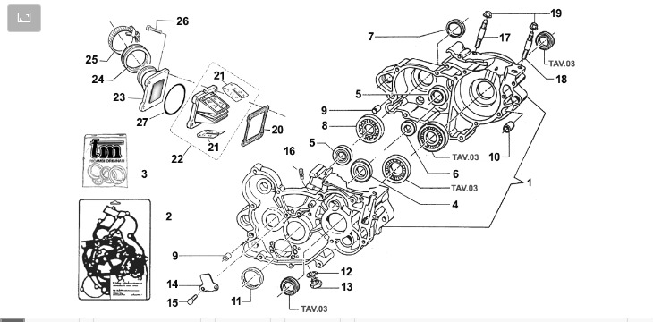 Pièces d'origine pour TM RACING 144 144 2T 144 MX 2022 - Carter moteur