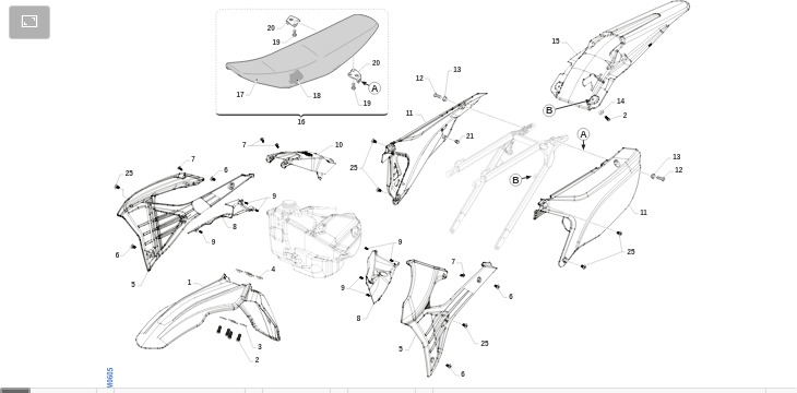 Pièces d'origine pour TM RACING 250 250 2T 250 FI EN 2022 - Plastiques et selle