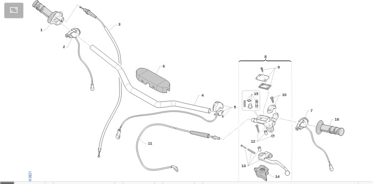 Pièces d'origine pour TM RACING 250 250 2T 250 MX 2022 - Guidon et commandes