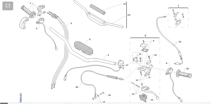 Pièces d'origine pour TM RACING 530 530 4T 530 Fi MX 2015 - Guidon et commandes