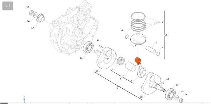 Pièces d'origine pour TM RACING 530 530 4T 530 Fi SMR 2015 - Vilebrequin et piston moteur