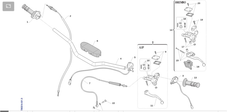 Pièces d'origine pour TM RACING 250 250 2T 250 MX 2008 - Guidon et commandes