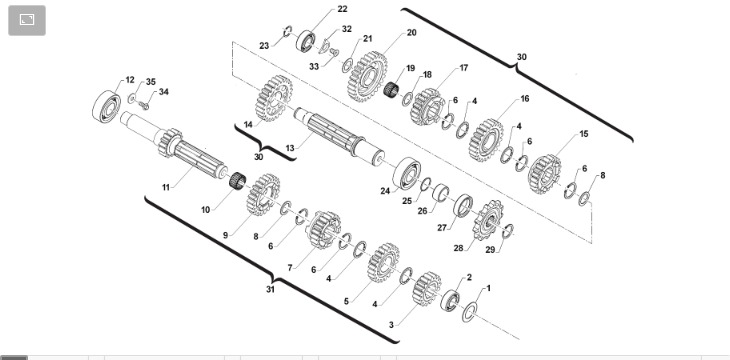 Pièces d'origine pour TM RACING 300 300 2T 300 MX 2022 - Boîte de vitesse 5 rapports