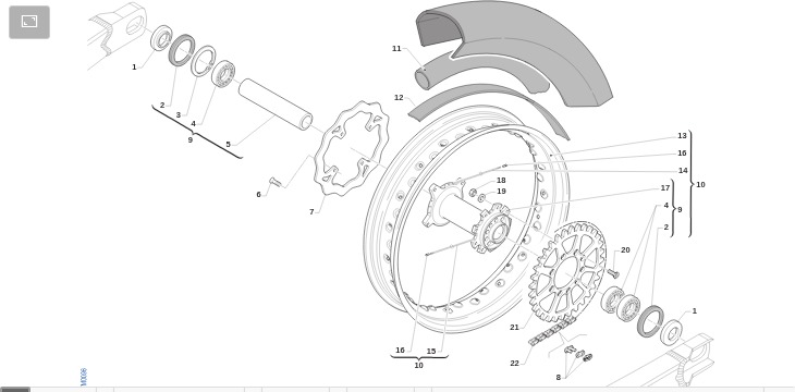 Pièces d'origine pour TM RACING 300 300 2T 300 FI SMR 2022 - Roue arrière
