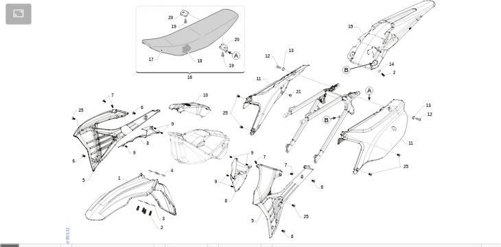 Pièces d'origine pour TM RACING 250 250 4T 250 Fi EN 2022 - Plastiques et selle
