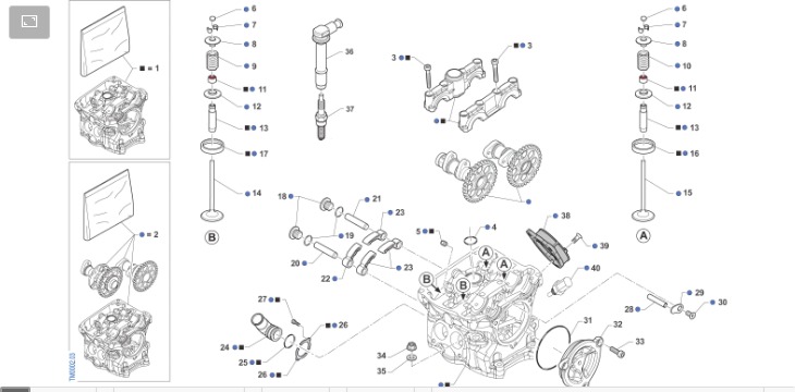 Pièces d'origine pour TM RACING 250 250 4T 250 Fi EN 2022 - Culasse moteur et pièces associées