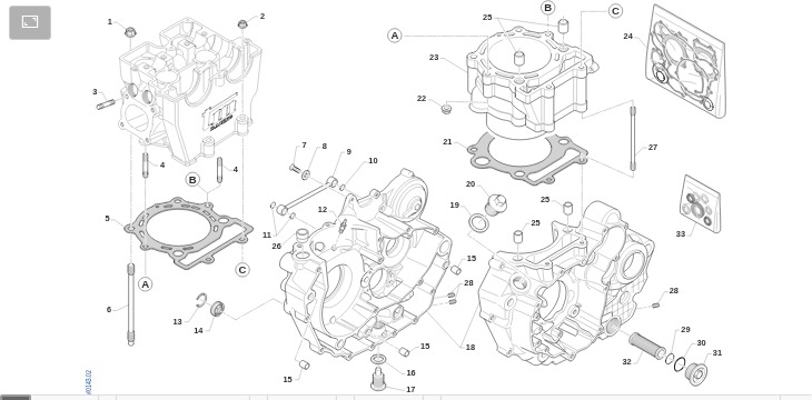 Pièces d'origine pour TM RACING 450 450 4T 450 Fi EN 2022 - Carter et cylindre moteur