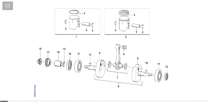 Pièces d'origine pour TM RACING 250 250 2T 250 MX 2011 - Vilebrequin et piston