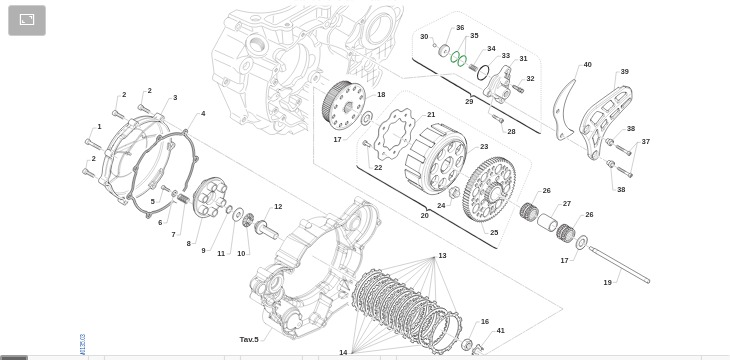 Pièces d'origine pour TM RACING 450 450 4T 450 Fi EN 2011 - Embrayage et pièces associées