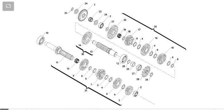 Pièces d'origine pour TM RACING 300 300 2T 300 MX 2012 - Boîte de vitesses MX