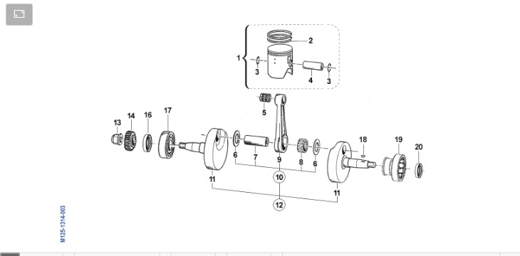 Pièces d'origine pour TM RACING 125 125 2T 125 MX 2014 - Vilebrequin et piston