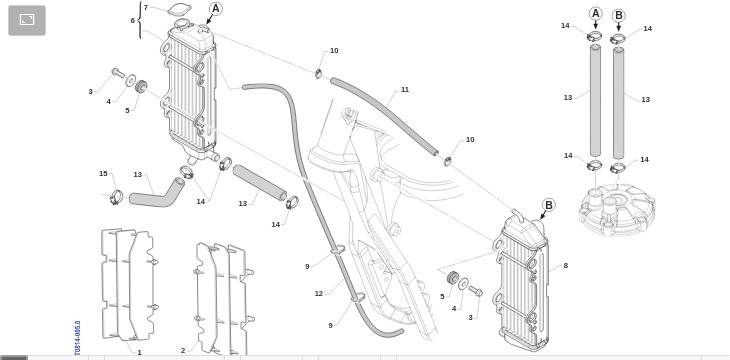 Pièces d'origine pour TM RACING 250 250 2T 250 EN 2014 - Radiateurs et refroidissement moteur