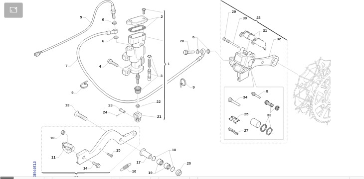 Pièces d'origine pour TM RACING 300 300 2T 300 EN 2014 - Frein arrière 11-14 250/300