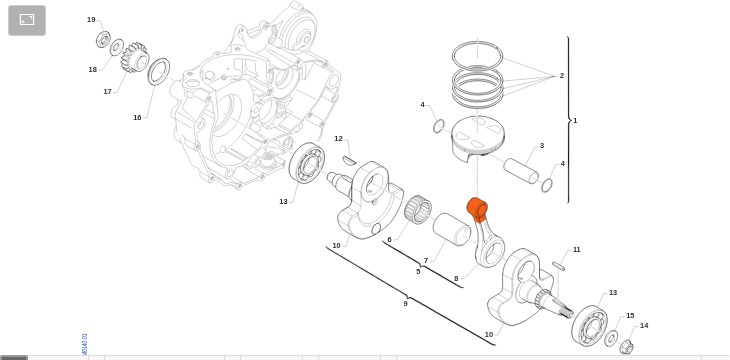 Pièces d'origine pour TM RACING 450 450 4T 450 Fi EN 2014 - Vilebrequin et piston