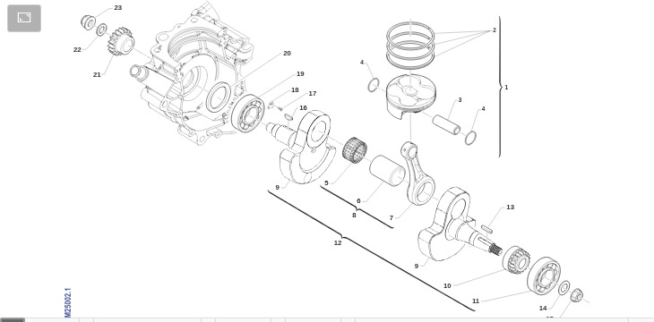Pièces d'origine pour TM RACING 250 250 4T 250 Fi EN 2015 - Vilebrequin et piston