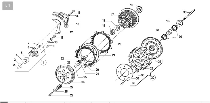 Pièces d'origine pour TM RACING 250 250 2T 250 MX 2015 - Embrayage et pièces associées