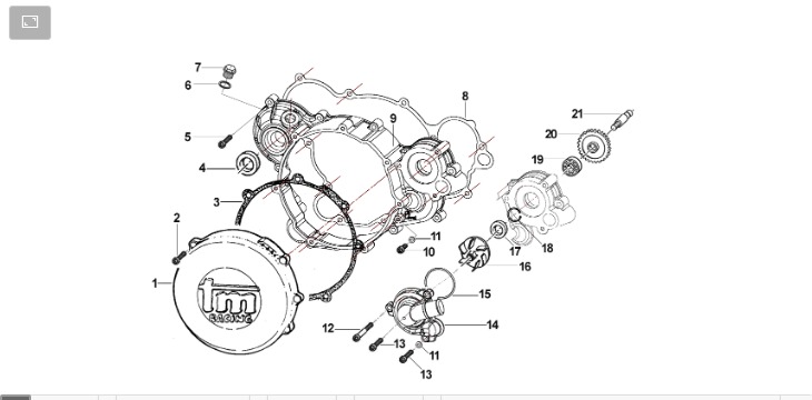 Pièces d'origine pour TM RACING 250 250 2T 250 MX 2015 - Couvercle d'embrayage
