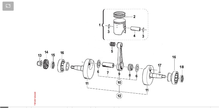 Pièces d'origine pour TM RACING 144 144 2T 144 FI EN 2024 - Vilebrequin et piston