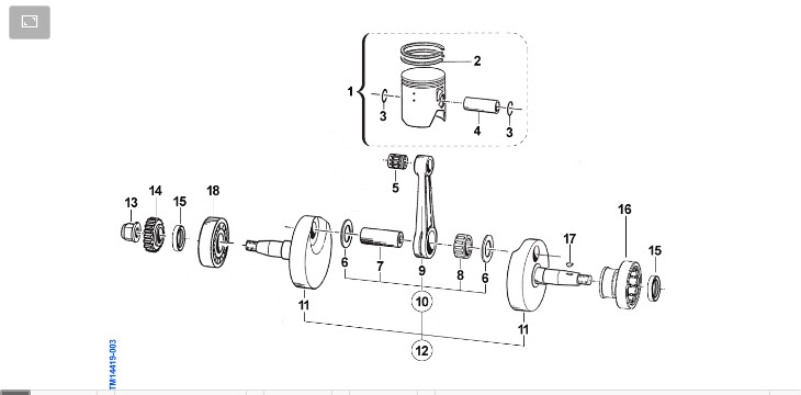 Pièces d'origine pour TM RACING 144 144 2T 144 EN 2024 - Vilebrequin et piston